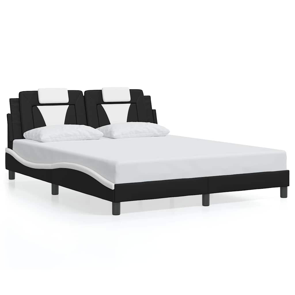 Bed Frame Viana without Mattress Black and White 160x200 cm Faux Leather