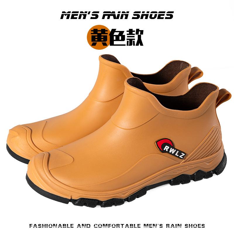 Water shoes men's short rain shoes urban rain boots low-top waterproof boots non-slip rubber shoes water boots tide