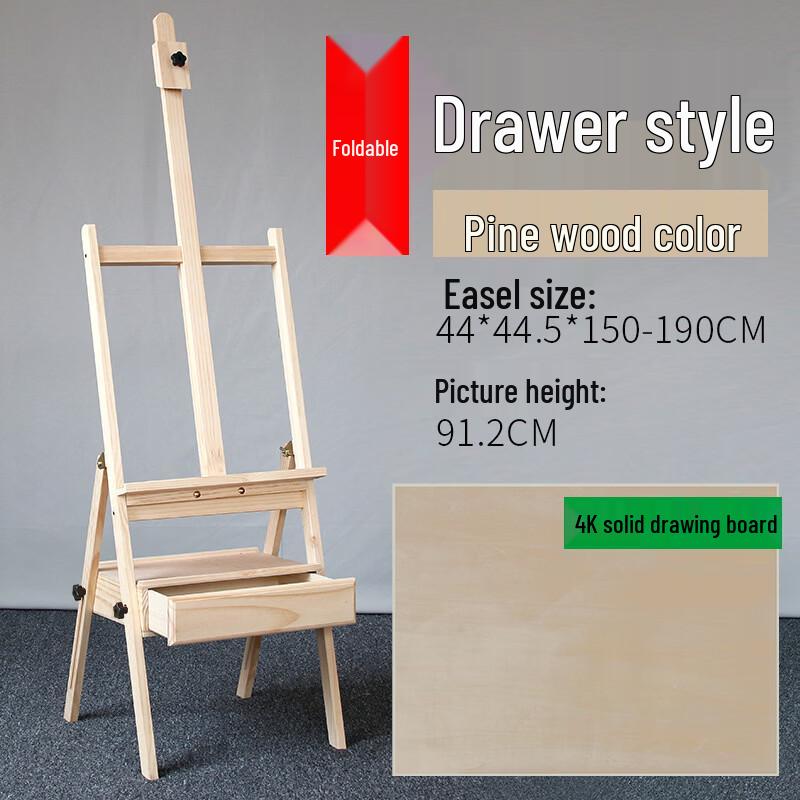 Foldable Pine Desktop Easel with Drawer & 4K Drawing Board