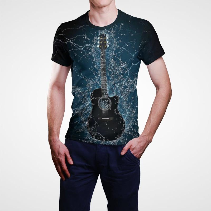 Hip Hop Music Guitar Graphic T Shirts For Men Summer Short Sleeve 3D Printing Men Tee Shirts Designer Men's Streetwear Tops