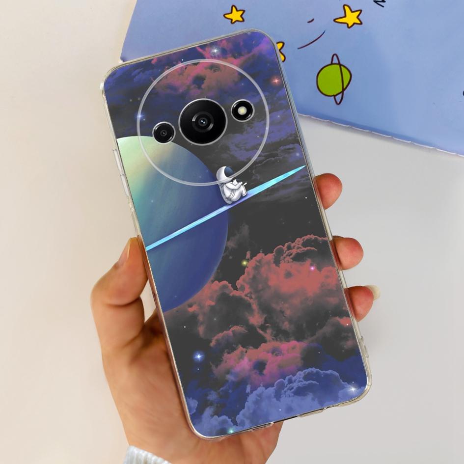 For Funda Xiaomi Redmi A3 Case 2024 Fashion Flower Transparent Silicone Soft TPU Phone Case For Xiomi Redmi A3 RedmiA3 4G Covers