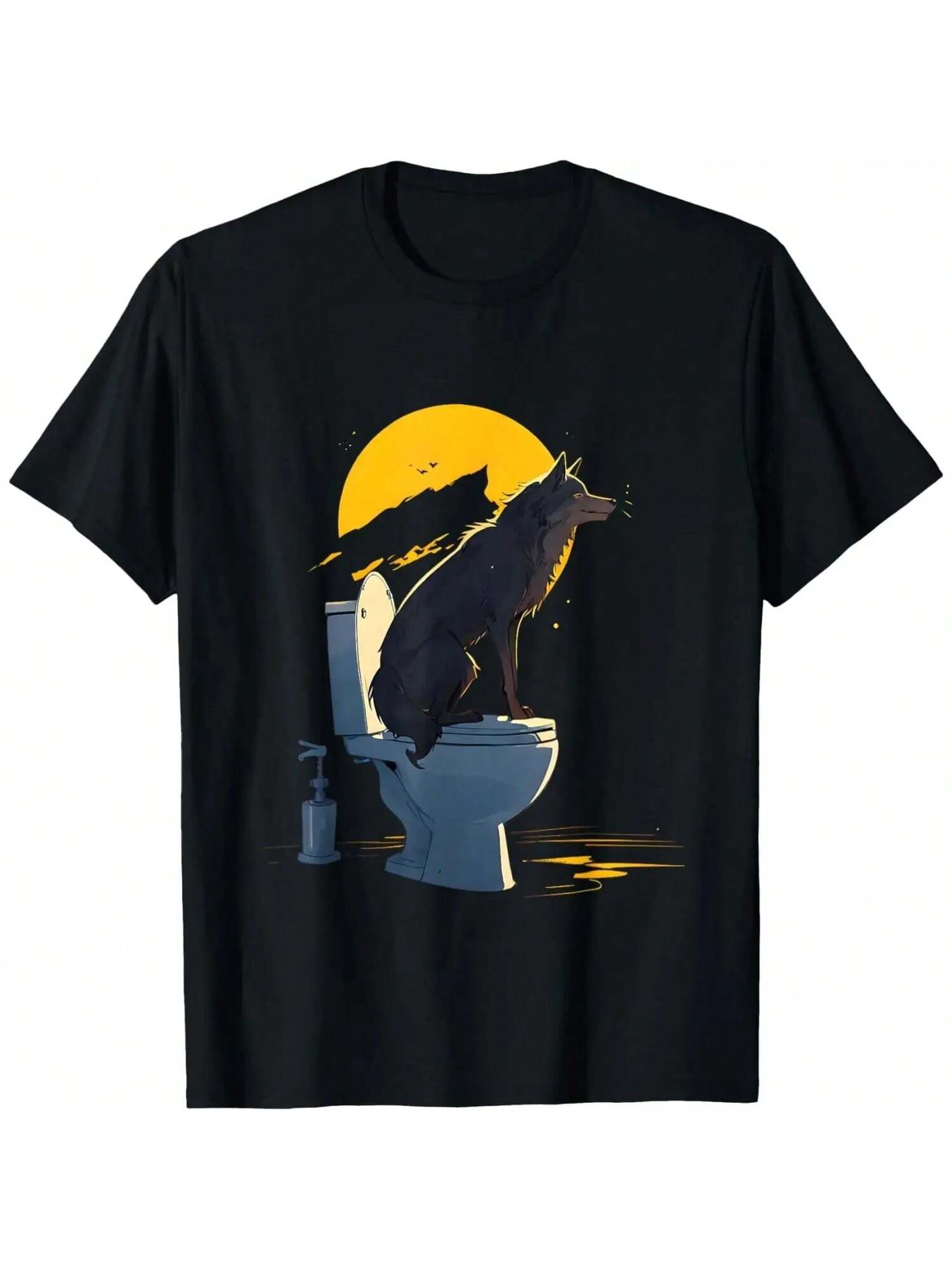 Wolf On The Toilet Funny Alpha Wolf Meme T-Shirt S разноцветный