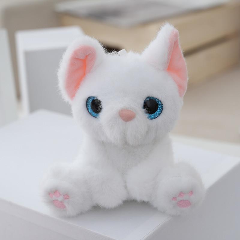 Adorable Realistic Cat Plush Keychain Soft Cartoon Stuffed Animal Doll For Bags
