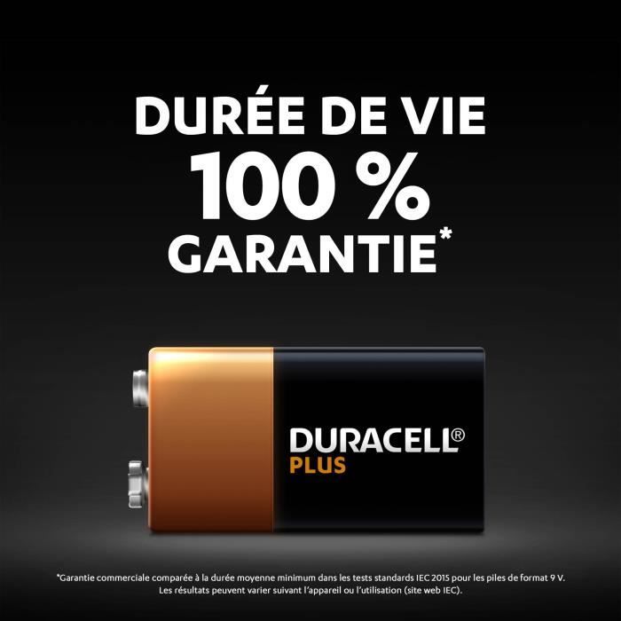 Duracell plus piles alcalines 9v, 6lr61 mn1604, paquet de 2