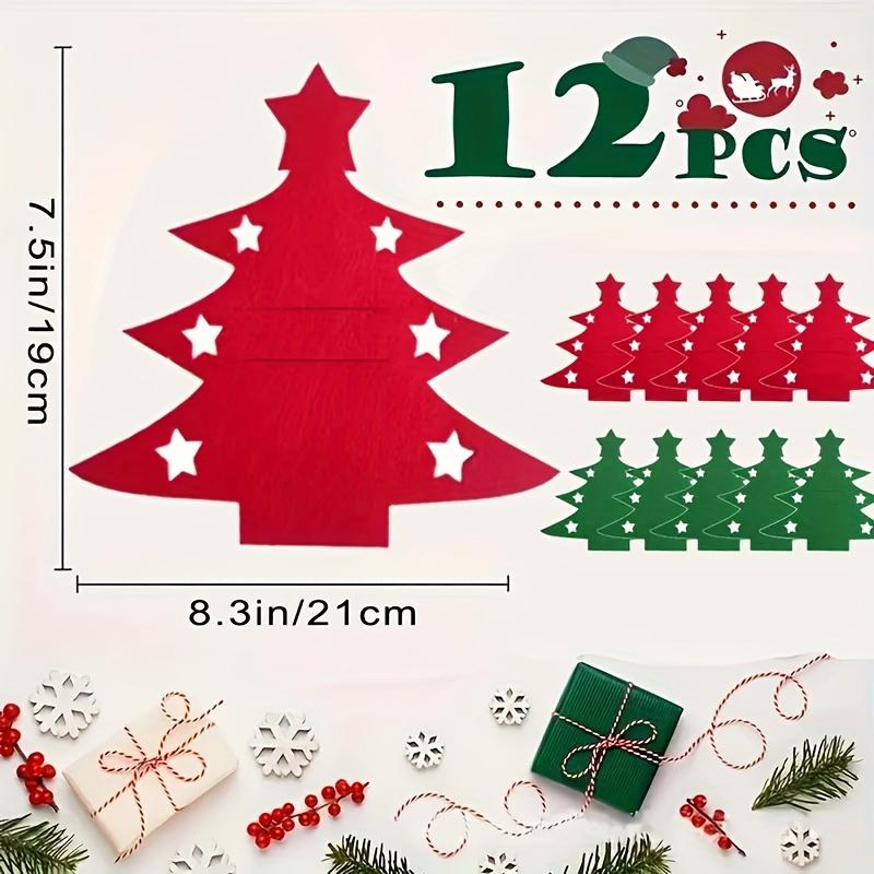 12 Pack Christmas Felt Utensil Holders Red Green With Star For Holiday TableDecor FamilyDinners Parties Festive Dining Tableware
