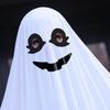 Halloween New Cosplay Costume Horror Fright Ghost Smile Face Black Eye Cloak Adult Children Stage Performance Cosplay Costume