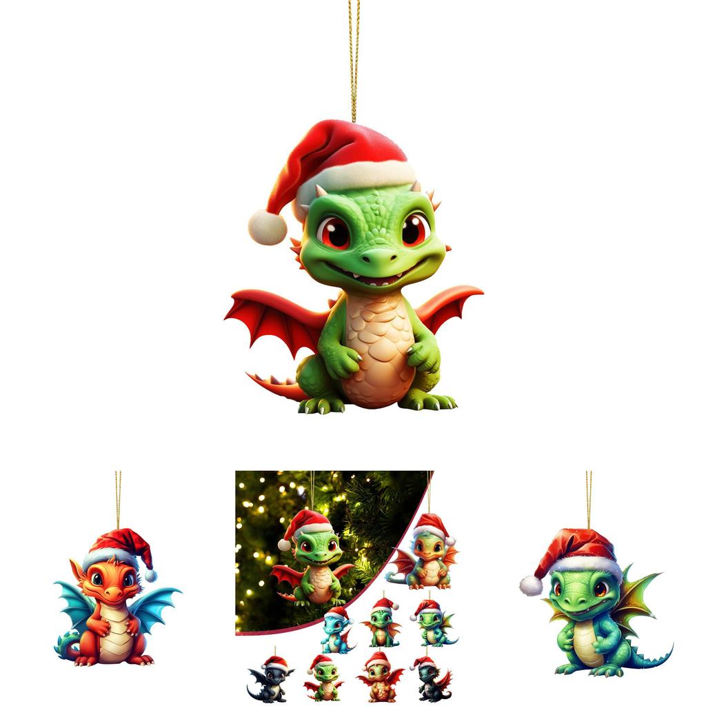 Colorful Cartoon Acrylic Dragon Christmas Tree Decoration Pendant For Unique Gifts