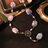 Purple Square Baroque Natural Pearl Sweater Chain Handmade Fashion Necklace for Banquet Wedding Women's Jewelry GN0630