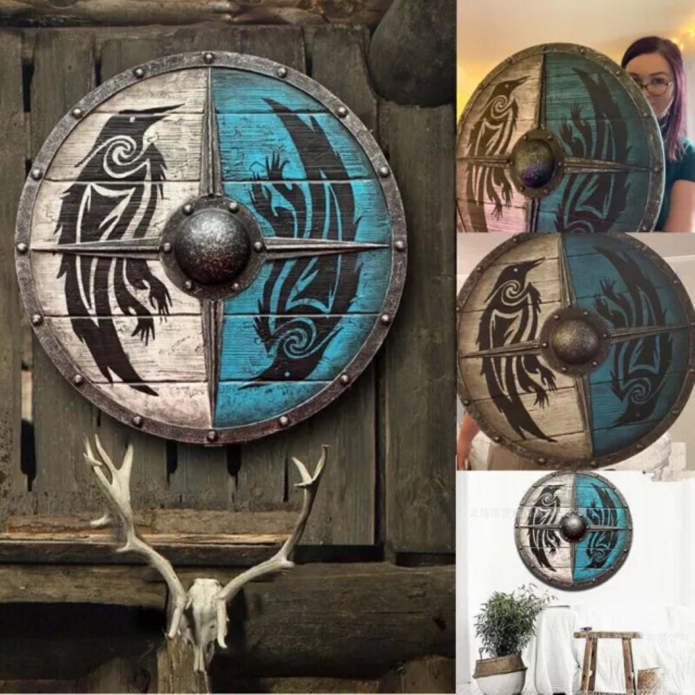 Raven Bird Viking Shield Ragnar Viking Shield Wooden Viking Cosplay Shield Gift