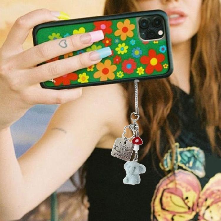 Stylish Red Mushroom Elephant Keychain Handmade Key Holder Accessory Lightweight Resin Alloy Charm For Phone Keys