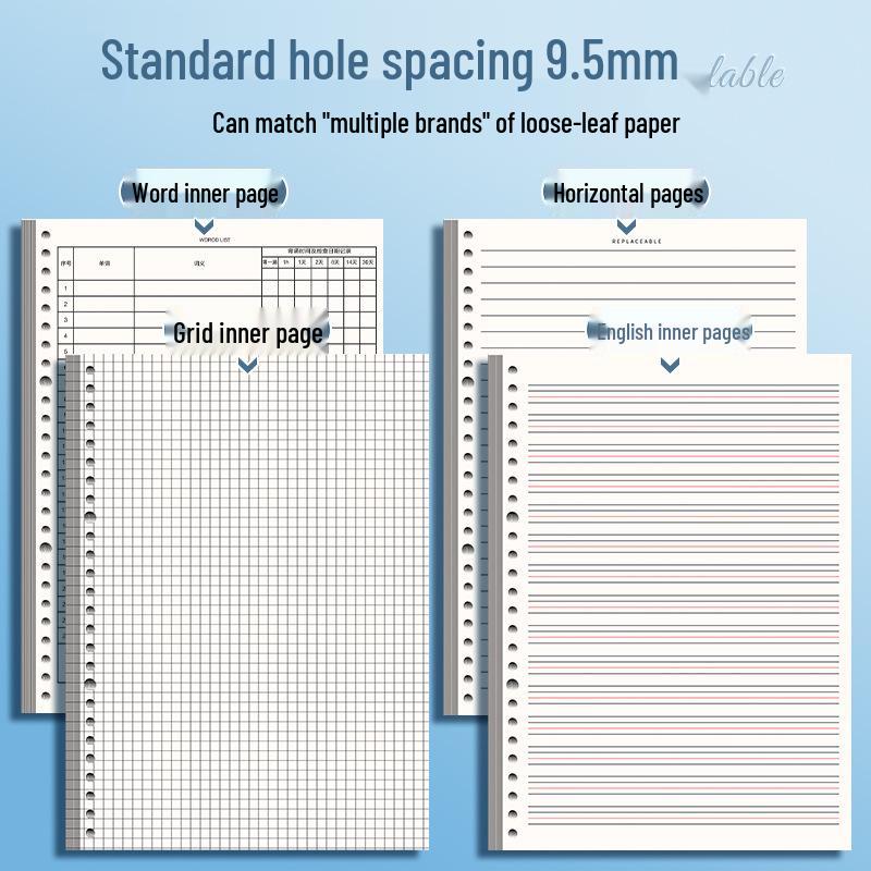 A4 Soft Cover Loose-Leaf Binder, B5 Ring Clip, Coil Binding, Hole-Punched, Notebook Shell (Ring Clips Sold Separately)
