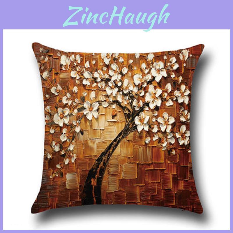 Stunning 3d Painted Tree Flowers Cotton Linen Pillowslip Case Home Accessory