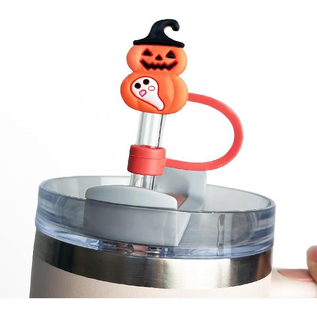 IOKUKI 6 PCS Halloween Straw Toppers for Stanley 30&40 Oz Tumbler, 10mm/04in Straw Covers Cap for All 9-10mm Straws, Dust-Proof Reble Protector