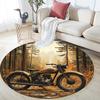 Vintage Motorcycle Round Area Rug,Carpet Rug for Living Room Bedroom Sofa Playroom Decor,Non-slip Floor Mat