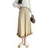 RoyzTocz Pleated Long Knit Skirt with Contrast and Elastic Loose Perfect for and Everyday and Winter Women's Skirt, Waist, Simple, Fit,