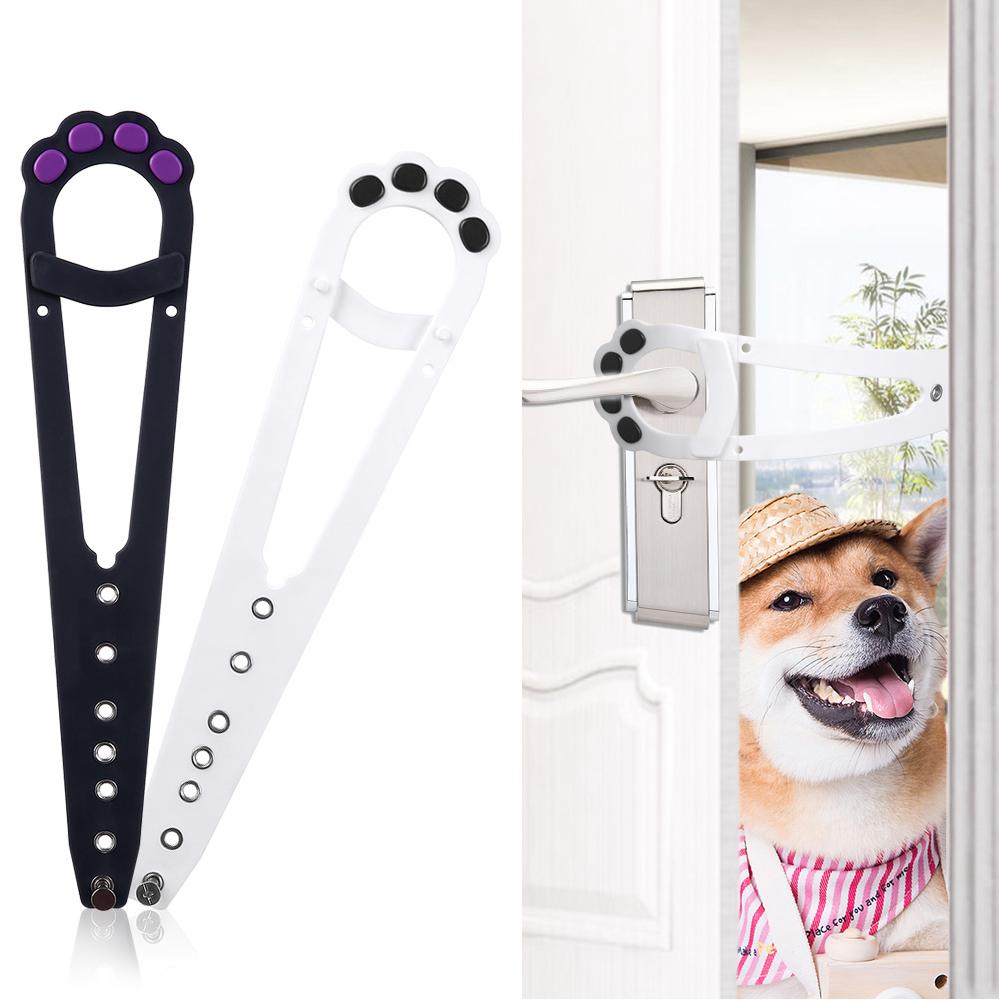 2 pcs Cute Cat Paw Shaped Cat Door Latch Holder Adjustable Door Strap for Pets