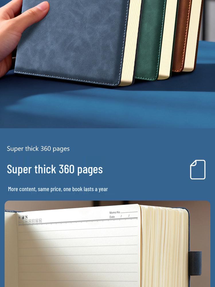 Large A4 Leather Office Notebook - Extra Thick Diary for Business Meetings