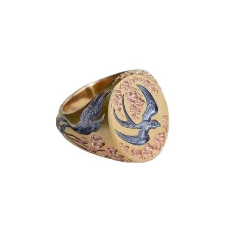 

Vintage Finger Jewelry Elegant Bird Rings Colorful Wild Duck Ring Ladies Jewelry 54.5mm-Gold Bird