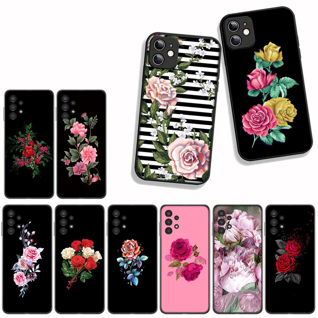For Xiaomi Redmi 15C 15 A4 A5 9A 9T 10A 10C 9C NFC Note 11 9 8 10 Pro 8T Phone Cover Case Rose Flower Peony Red