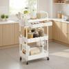 Kitchen Cart with Casters [Easy Assembly & Drawer] 3-Tier Kitchen Rack with Handle, Large Capacity Storage Cart, Slim Storage Cart, Space-Saving