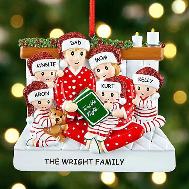 

Bedroom Bed Reading Couple Family Resin Christmas Pendant Decoration