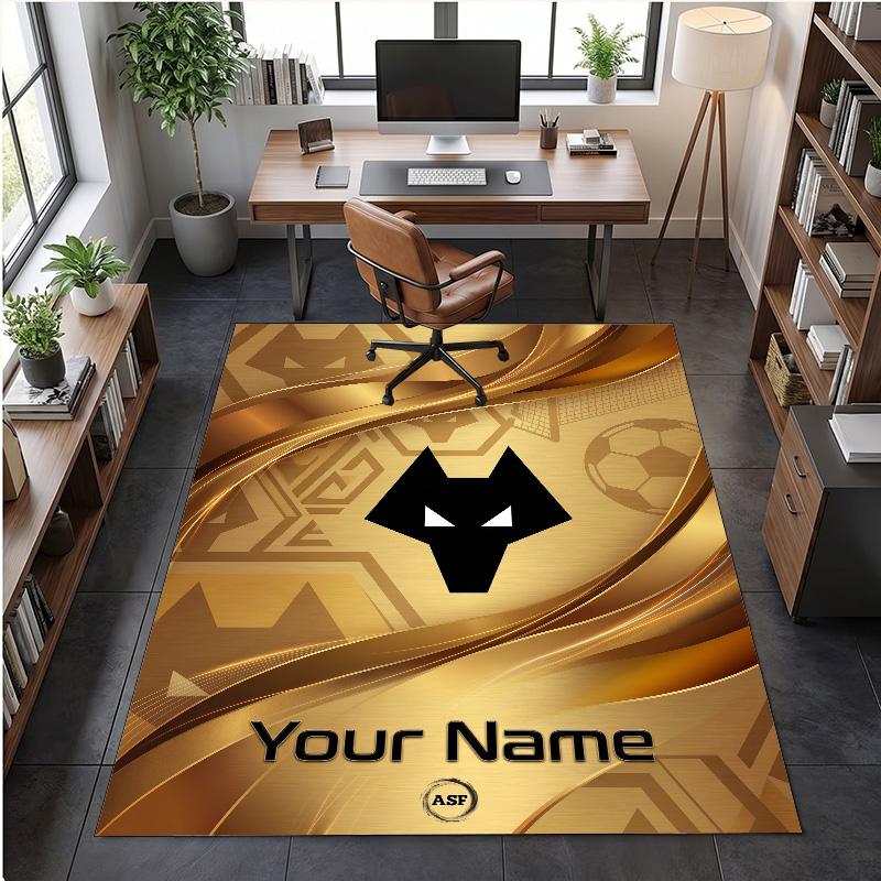 Crystal Velvet Rug Wolverhampton Wanderers Football Print Custom Name Text Floor Mat Home Decor