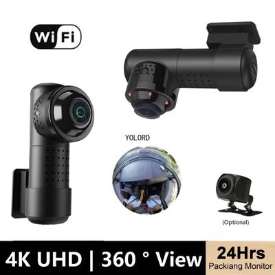 Car Camera 360 ° 3D Wifi 4K Dash Cam for Car Mini Dvr Dashcam 24h Parking Monitor Back Kamera Front and Rear Dual Dvrs