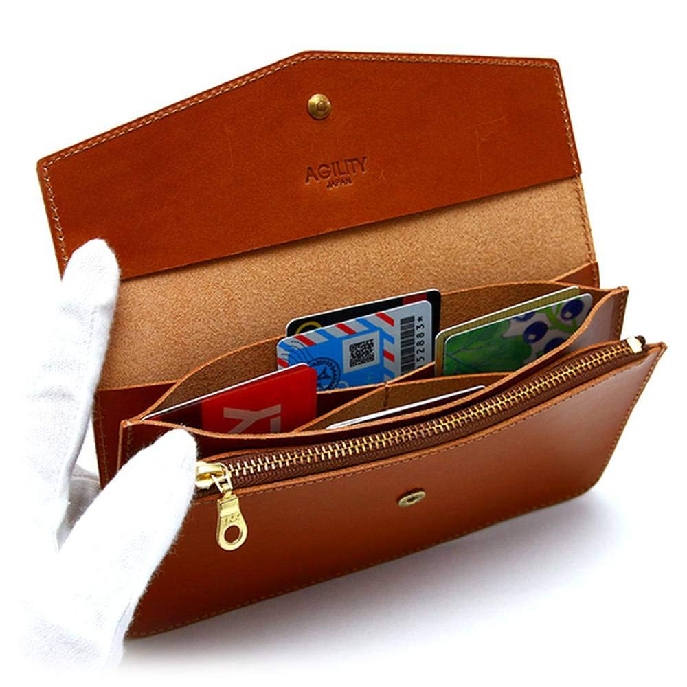 AGILITY affa "Milan" Lange Geldbörse, Schlicht, Flach, Schlank, Leder, Klappe, Italienisches Leder