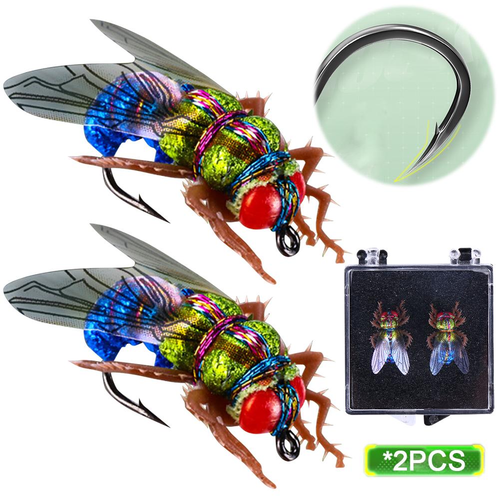 2Pcs Bionic Fly Fishing Bait Trout Fly Fishing Lure Fishing Tackles Simulation Fishing Insect Lure Fishing Accessories China Mainland