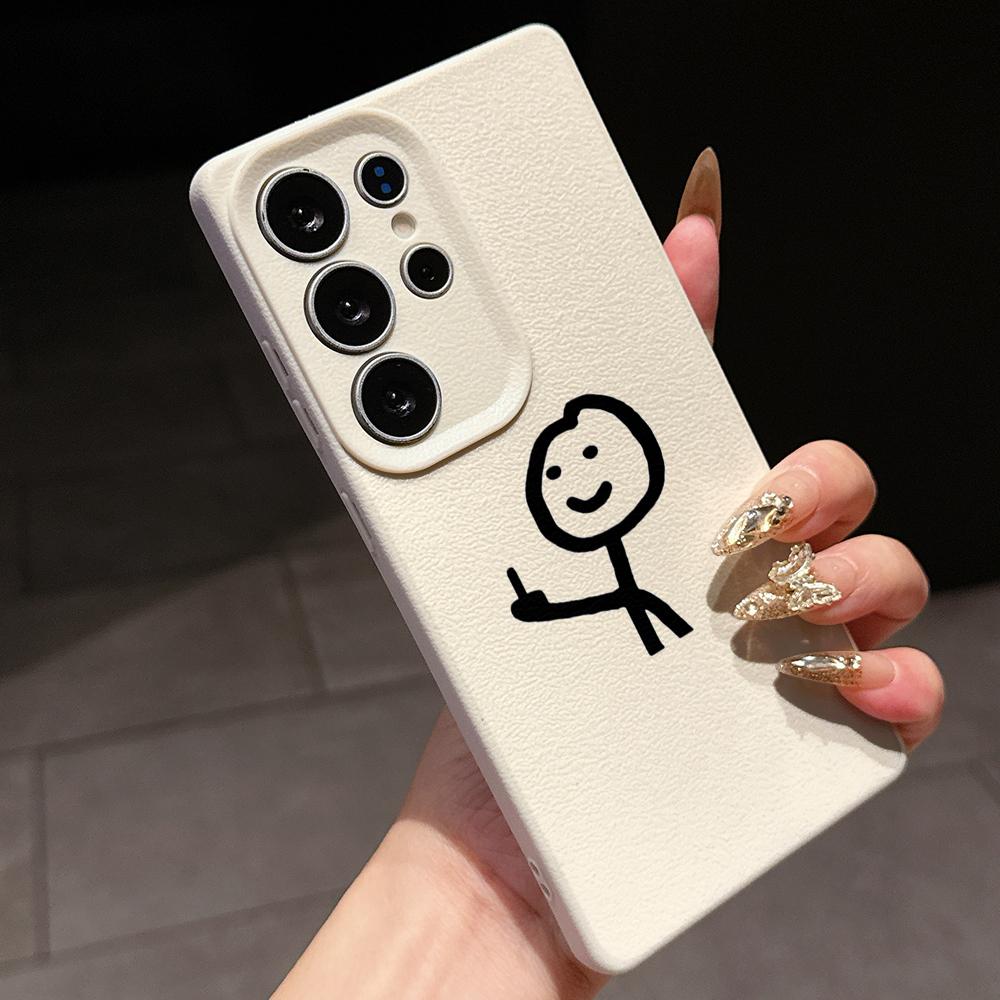 Samsung A07 A16 Xiaomi Redmi 13C 14C for iPhone 17 16 Pro Max Infinix Realme Phone Cases Soft brown Leather pattern TPU Case NY49 Cartoon Matchman