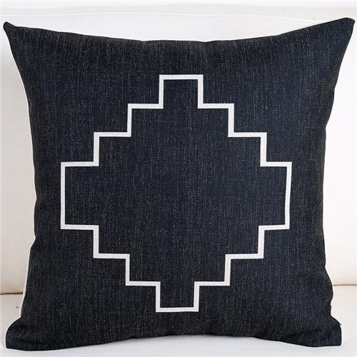 Personalisierte Schwarz-Weiß Dekorative Kissenhülle Geometrie Polyester Sitz-Taillen-Kissenbezug für Sofa Heimdeko