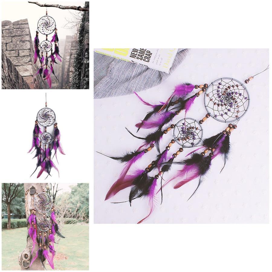 Spectacular Purple And Black Handmade Bohemian Dreamcatcher For Unique Home Decor