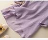 2024 Women's Cotton-Linen Embroidered Short Sleeve Shirt with Oblique Collar
