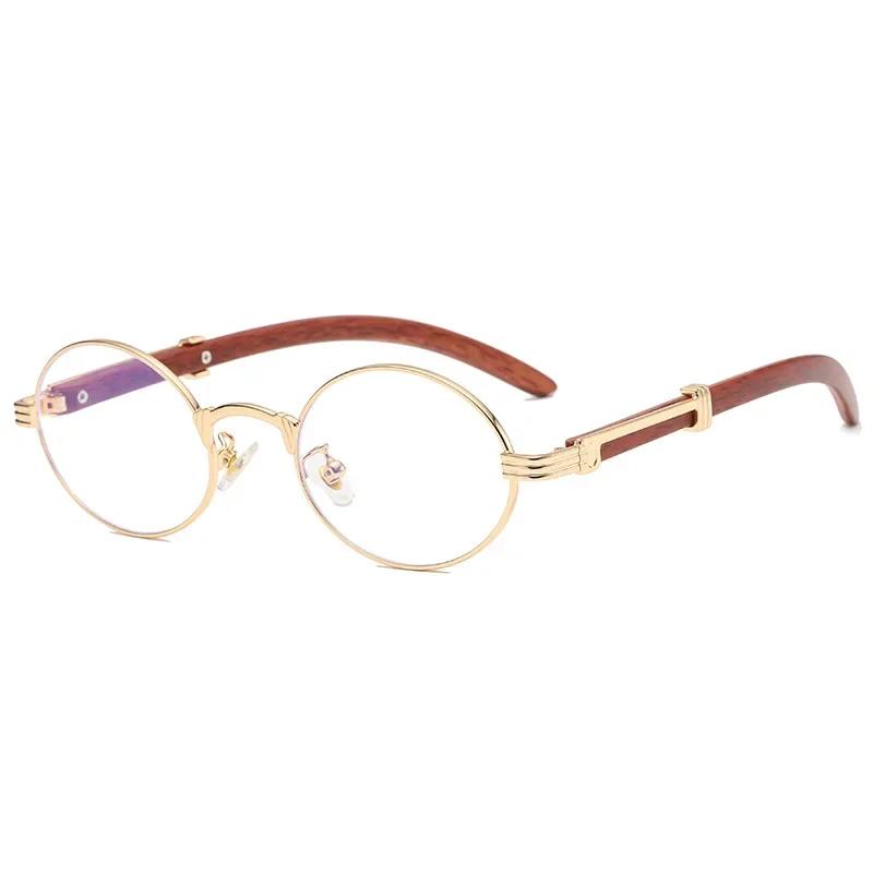 Vintage Small Oval Sunglasses Men Wood Leg Sun Glasses Fashion Round UV400 Goggles Eyewear Shades