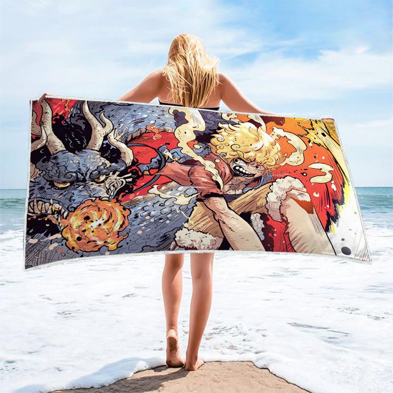 Anime Character Printed Square Microfiber Beach Towel Quick Dry Bath Towel For Shower Swimming