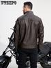 Men's Retro PU Leather Jacket - Chic Multi-Pocket Motorcycle Soft-shell Jacket - For Spring & Fall Stylish Outerwear for Casual & Motorcycle Riding