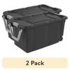 (2 Pack) Extra-Large Wheeled Industrial Storage Bin, 40 Gallon Durable Plastic Storage Tote with Latching Lid and Pull Handle, D