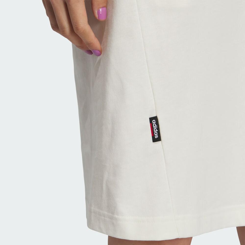 Adidas Round Neck Solid Color Casual Short Sleeve Dress Women Dresses Off-White JI5086