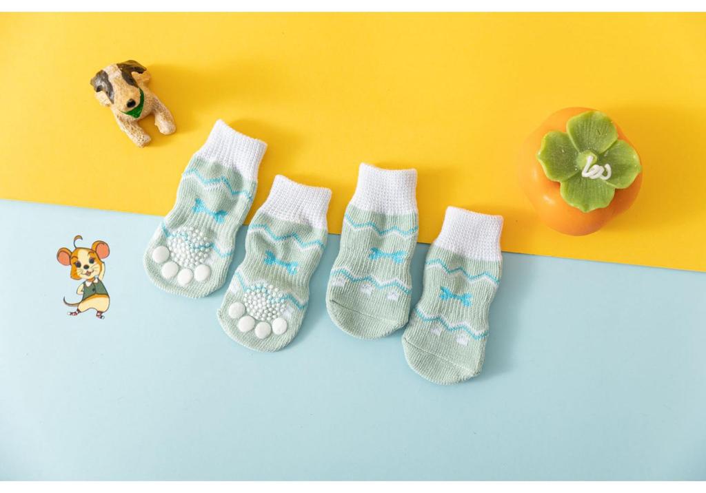 Four Seasons High-Quality Non-Slip Pet Socks for Small Dogs - Cotton Foot Covers for Teddy Dogs
