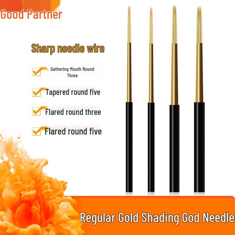 Golden Handmade 3-Pin Shading Needle for Semi-Permanent Eyebrow Micropigmentation On Dark Skin