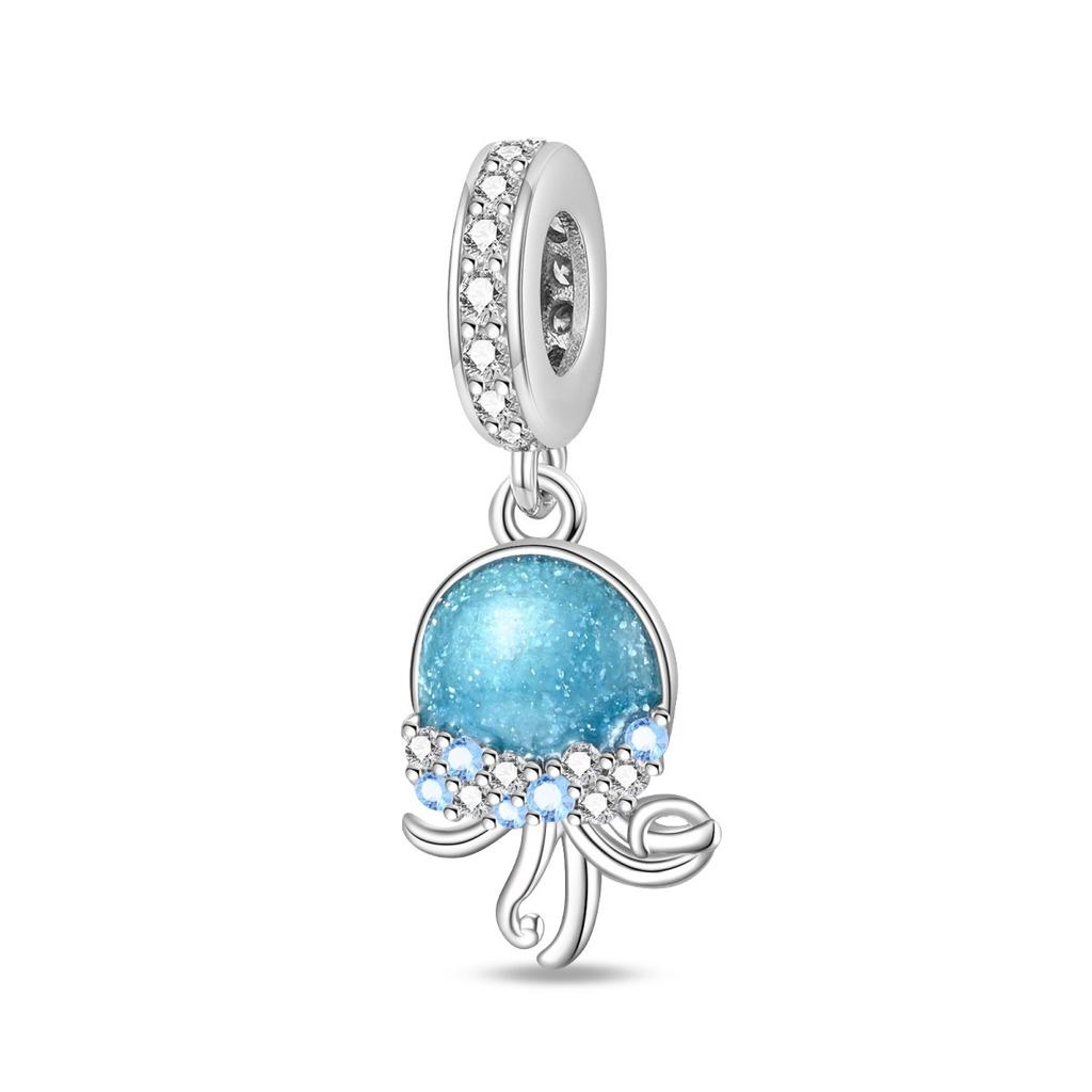 Ocean Style 925 Silver Turtle Seahorse Pendant Beaded Bracelet DIY Jewelry Making Accessories