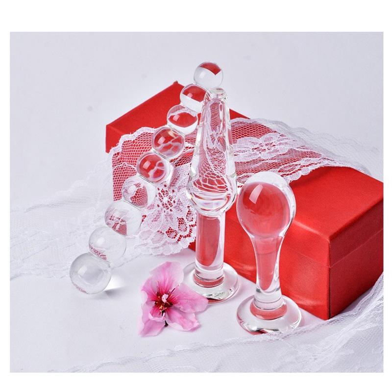 1Pcs Crystal Clear Glass Dildo Anal Beads Plug G-spot Stimulation Female Masturbation Adult Sex Toys for Lesbian