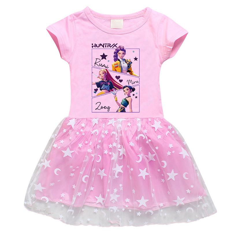 Mädchen Kpop Mira Zoey Rumi Hunters Bedrucktes atmungsaktives Netzkleid