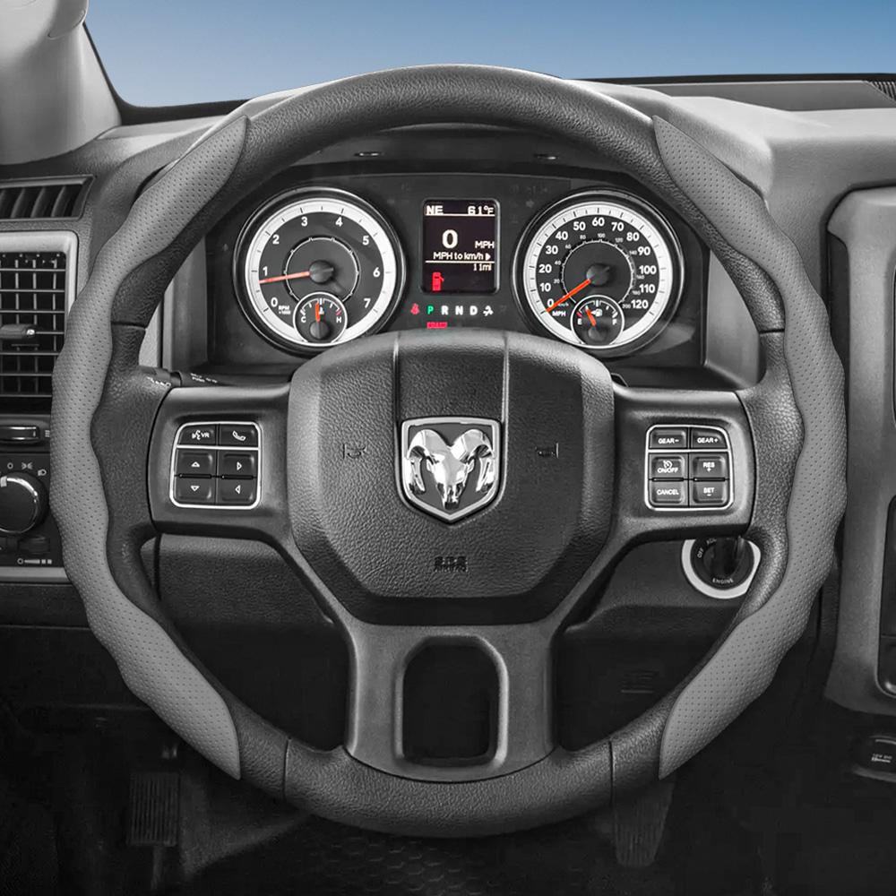 bpzsw1 Steering Wheel Cover Suitable for Ram, Wave-Shaped Sport Design, Breathable Leather, Segmented, Non-Slip, Sweat-Absorbent, for Pickup Promaster