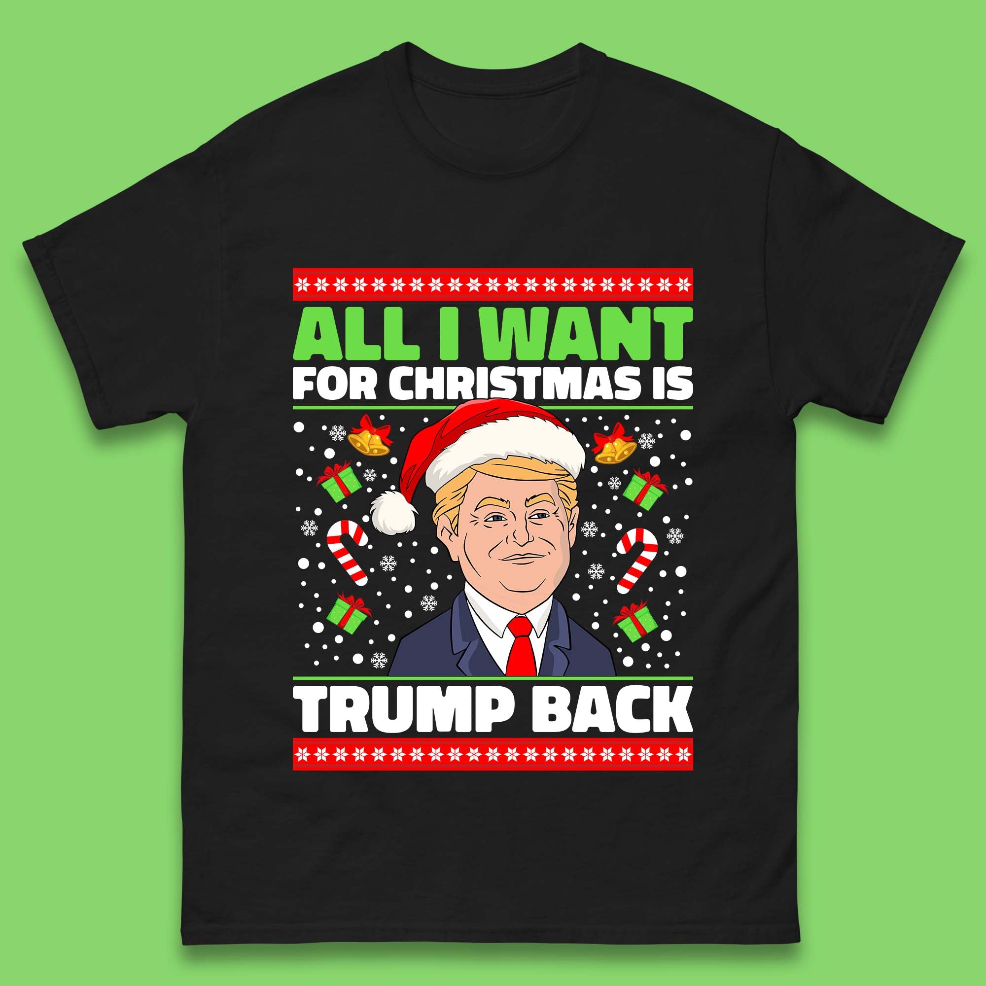 Trump Back Christmas Mens T-Shirt Womens Tops Tees 4XL