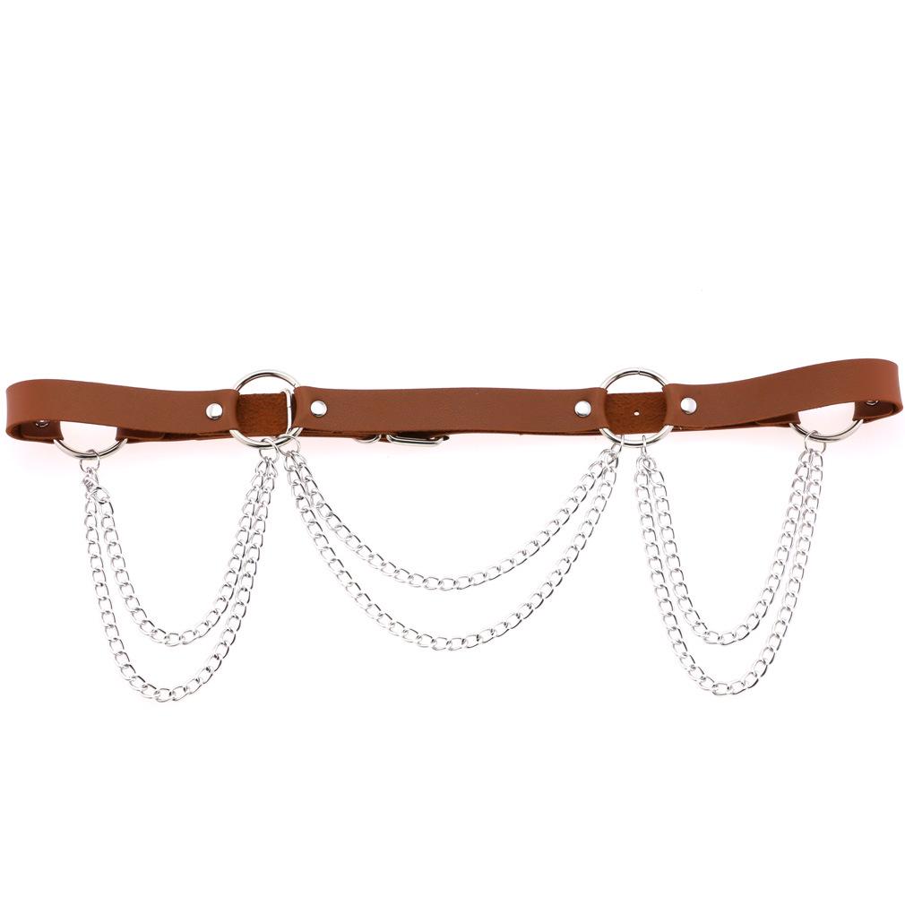 

European and American Punk Gothic Chain Waist Slimming Belt светло-коричневого