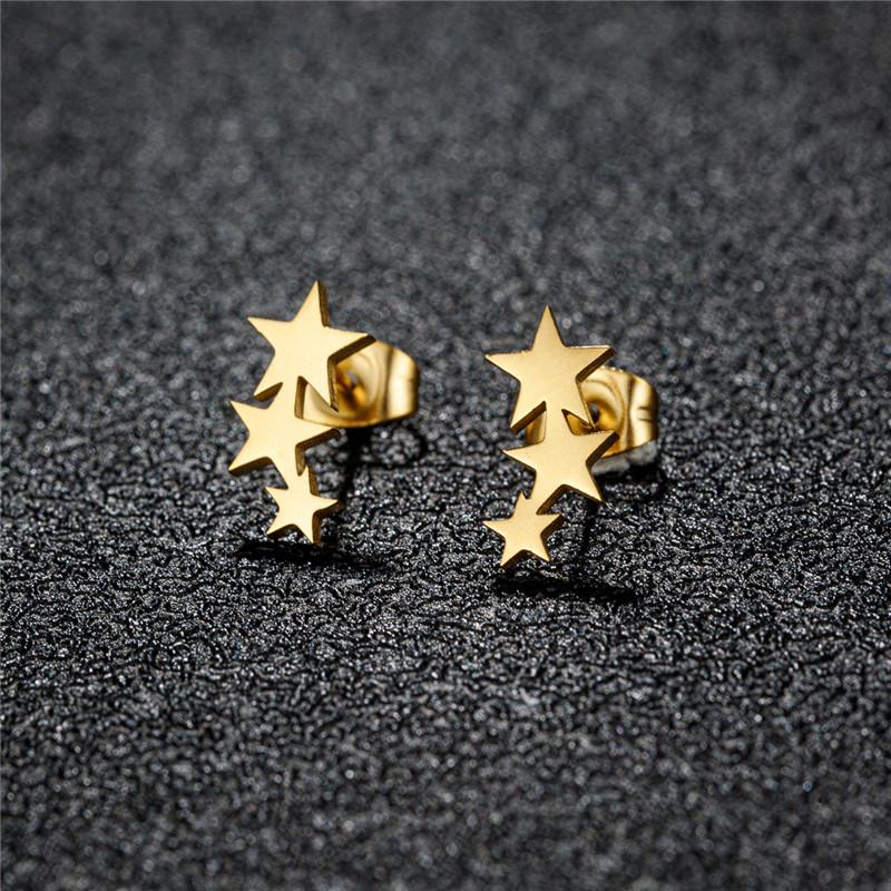 Big Star Earings Punk Stud Earrings Women Minimalist Jewelry Rose Gold Color Stainless Steel Earrings 2024 Piercing Accessories