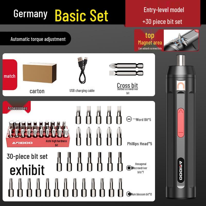 German Rechargeable Hand-Automatic Electric Screwdriver Set - Small Household Lithium Battery Tool