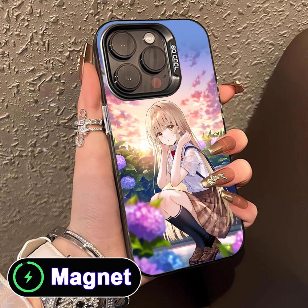 Angel Mahiru Shina Phone Case for iPhone 17 16 15 14 13 12 11 Air Pro Max Plus Colorful Silver MagSafe Cover
