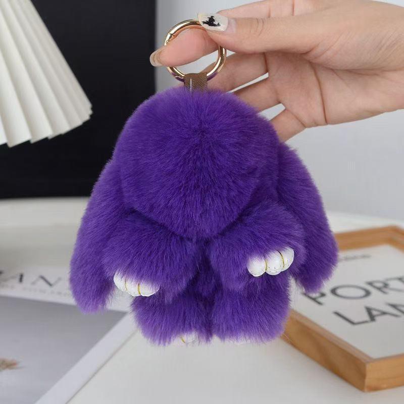 Plush Rabbit Fur Keychain: Cute Rabbit Ornament & Phone Charm